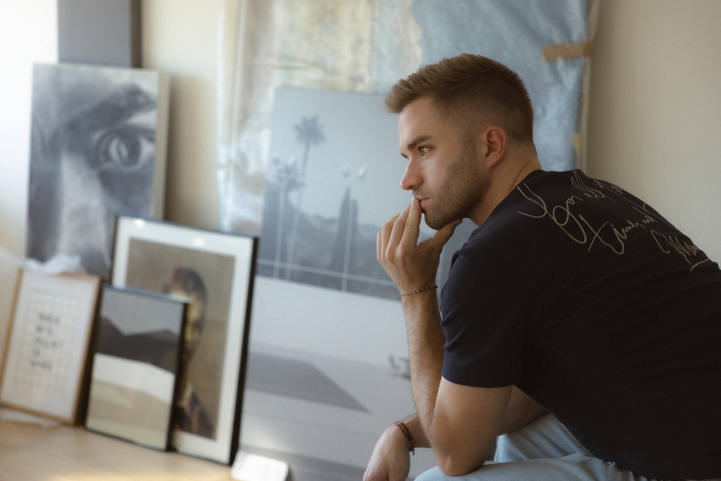 Portrait of photographer Philippe Girard at home studio in Zurich